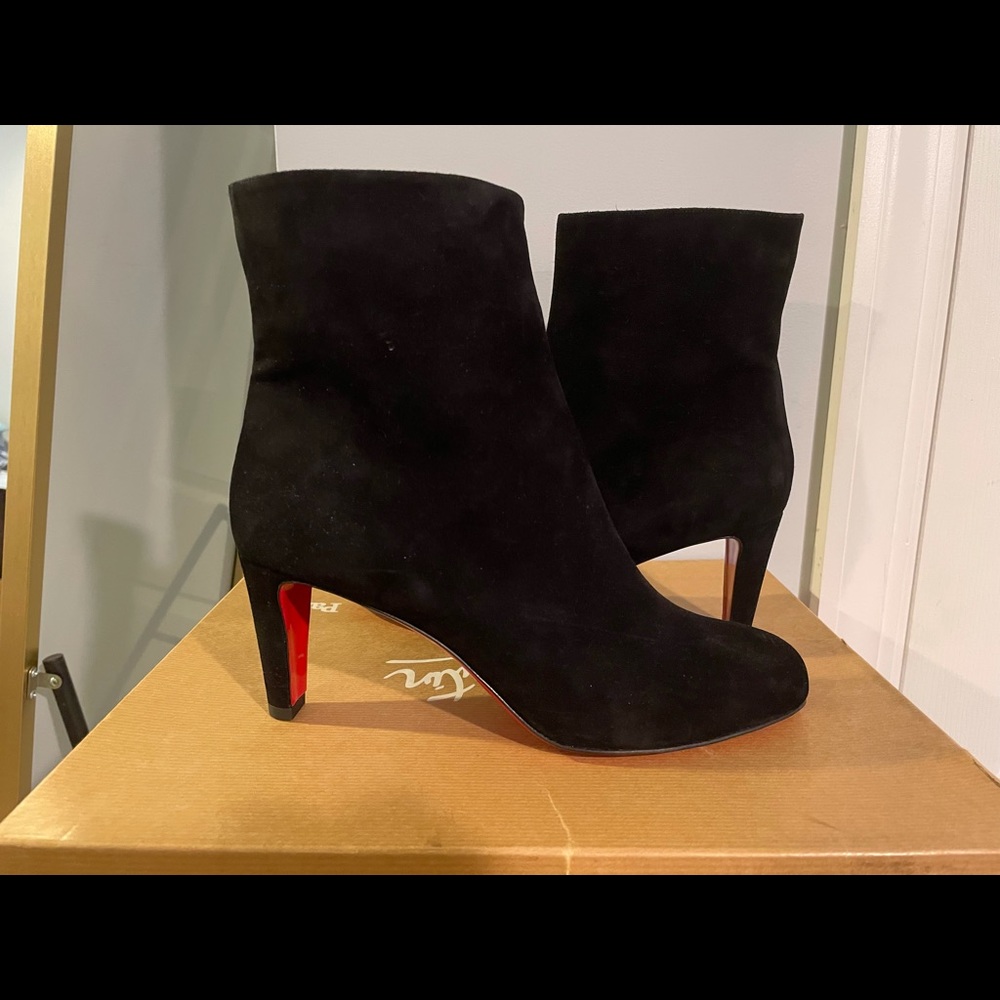 Christian Louboutin Black Suede Booties - 70MM